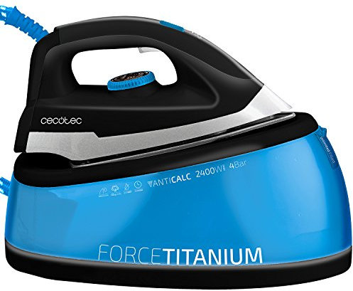 Cecotec ForceTitanium 4000 Smart - Centro de Planchado, 2400 W, control automático de temperatura, 120 g/min, 4 Bares, Suela TitaniumSlide, Modo Eco, depósito de 2 litros, Vapor Vertical
