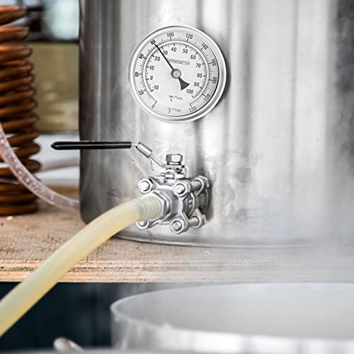 Termómetro bimetálico Cafopgrill, Kit de termómetro de cerveza, hervidor casero bimetálico sin soldadura, 1/2 MNPT 0~220F para termómetro casero de cerveza y vino