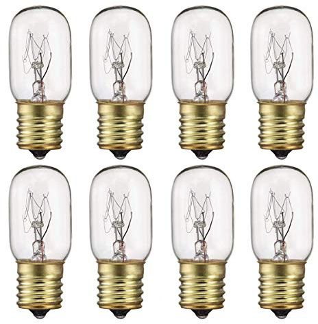 Snnalosses Appliance Light 40 Watt Bulb,High Temp Resistance Microwave Oven Bulb, E17 Indicator Intermediate Base T8 Tubular Light Bulbs,Dimmable (Pack of 8)