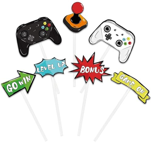 WERNNSAI Cupcake-Topper mit Aquarell-Videospiel-Partys – 35 Stück Spielthemen-Partyzubehör für Jungen und Kinder, bunte Gaming-Geburtstags-Cupcake-Topper, Picks, Kuchendekorationen