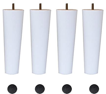 NIANXINN 4pcs Wooden Chair Table Legs,Solid Wood Furniture Legs,M8 Bolt Tapered Sofa Legs,Replacement Furniture Feet for Bed Cabinet Couch Cupboard Armchair Table Desk Ottoman,White (6cm/2.4in)