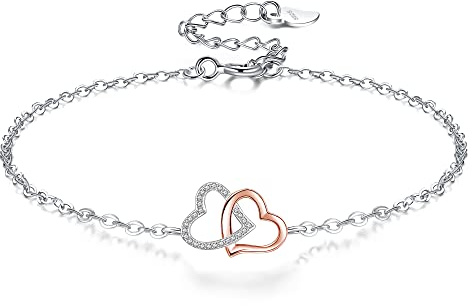VANSZA Damen Armband 925 Sterling Silber Herz Armbänder Geschenk für Frauen Mädchen mit Schmuck kästchen