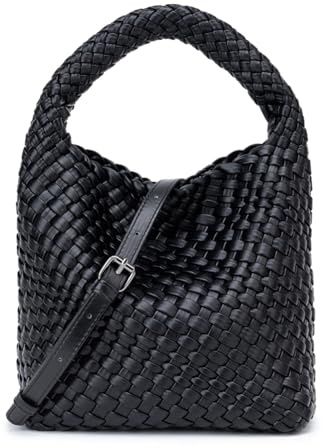 Woven Leather Bags for Women Knoted Women Handbag Designer Shoulder Bucket Purse Handmade Fashion Tote Hobo Bag Small