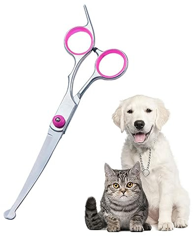 Tijeras para perros,Tijeras para el cuidado de perros,Tijeras curvas para perros,Tijeras Curvas para Mascotas,Tijeras para gatos de acero inoxidable,Pinzas para el pelo de orejas de mascotas