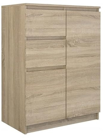 CDF Kommode Eiche Sonoma 2 Türen 2 Schubladen Komode & Sideboards Schmal Schubladenkommode Sideboard 97 cm Hoch Wohnzimmer Komodenschrank 40x70x97 für Schlafzimmer Arbeitszimmer Flur Schubladenschrank