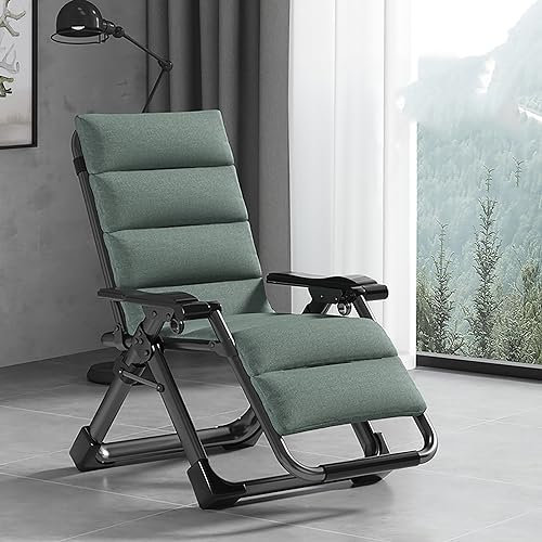 Campingstühle, Strandstühle, Outdoor-Stühle, Gartenstühle, Zero-Gravity-Stuhl, Premium-Rasenliegestuhl, zusammenklappbar, tragbar, mit abnehmbarem Kissen, Getränkehalter (Color : Green+Black, Size :