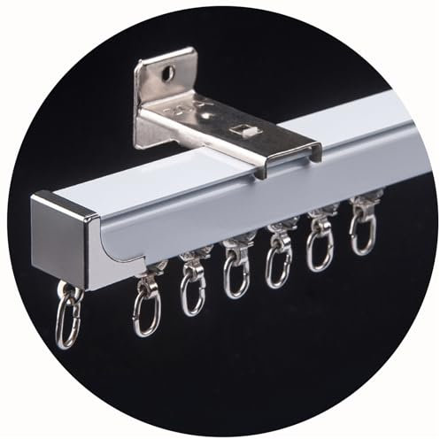 TZUFA Vorhangschiene Aluminium Gardinenschiene Schwerlast-Vorhangschienen Decken-/Wandhalterung Vorhangstange Für Büro Heim Raumteiler Vorhangstracksystem (Color : White-Wall, Size : 3m(2 * 1.5m))