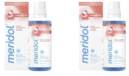 meridol Mundspülung Rundumpflege 400ml - antibakterieller Effekt, schützt Zahnfleisch, stärkt die Zähne und erfrischt den Atem, ohne Alkohol (Packung mit 2)