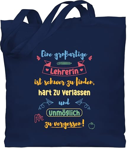 Baumwolltasche - Taschen - Eine großartige Lehrerin ist schwer zu finden | Lehrerin Abschiedsgeschenk | Geschenk für Lehrerin Abschied | Abschiedsgeschenke Lehrerin Grundschule - Unisize - Navy