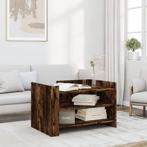 Baziroo Couchtisch 80x50x50 cm Satztisch Beistelltisch Wohnzimmertisch Großer Tisch Wartebereich Tisch Konsolentisch Wohnzimmermöbel Telefontisch Kaffeetisch Holzwerkstoff Räuchereiche
