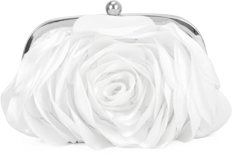 LHHMZ Damen Elegante Rose Clutch Tasche Clutch aus geblümtem Satin Florale Abend Umhängetasche Hochzeitsfeier Clutch