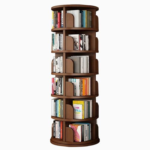 Drehbares Bücherregal aus Massivholz Mehrstöckiges Standregal Glatt poliert Breiter Sockel Kein Wackeln im Gebrauch Geeignet für Wohnzimmer Schlafzimmer Büro(194 * 50cm)