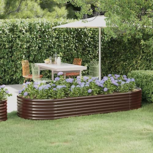 Xichuzi Hochbeet Pulverbeschichteter Stahl 249x100x36 cm Braun, Palettenrahmen, Hochteich, Gemüsebeet, Kräuterregal Balkon, Blumenbeet, Kräuterspirale, Tomatenbeet, Pflanzhochbeet - 318995