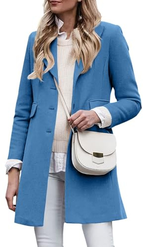 Wintermantel Damen Lang Wolle Trenchcoat Revers Wollmantel Damen Winter Damenmantel Elegant Winterjacke Warm Mantel Windbreaker Mit Knöpfen Windjacke Mode Tweed Jacke Frauen Übergangsjacke