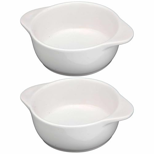 Round Ceramic Baking Dish Set Of 2 with Handles Oven To Table Ideal for Lasagne/Pie/Casserole/Tapas (5x 14x 19cm/8.5inch) Blue White
