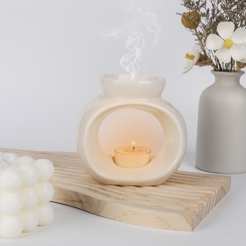 XTDMJ Quemadores aromáticos blancos, quemador de cerámica aromática de cerámica para aceites esenciales, velas de té para aceites esenciales, frascos aromáticos para un hogar acogedor