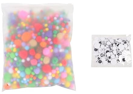 CIMAXIC Satz Zum Selbermachen Von Wackelaugen Mehrfarbige Wollbälle Pompons Zum Basteln Handgefertigtes DIY-Material Für Puppen-Augen