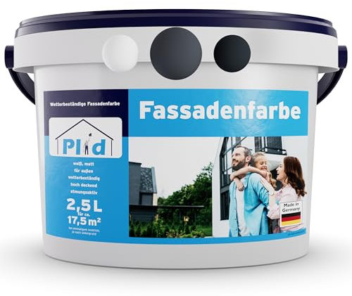 Plid® Peinture pour Façades, Gris ardoise 2,5L [Multi-Supports] Crépis, Briques, Ciment, Enduit - Intérieur & Extérieur/Résistante aux Intempéries et aux UV, Haute couvrance, Réspirante