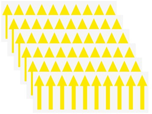 M METERXITY 6-Pack Arrow Sticker, 2 x 1 Inch/ 50 x 15 mm PVC Waterproof Self-Adhesive Directional Arrows Removable Directional Floor Decal Stickers for Wall Marking/Road Sign [Yellow]