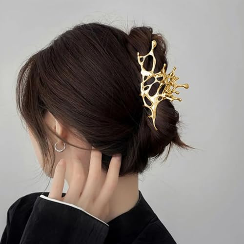 Gold Haar Kralle, Große Haar-Accessoires für Frauen Mädchen Damen, Metall-Kiefer-Clip für dickes Haar, Funkelnde Haar-Styling-Tool für Party, Hochzeit, Täglich, Arbeit