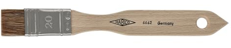 Habico Pinsel - Lackierpinsel - Rindshaar - Edelstahlblech - Flache Ausführung - Ideal für Öllacke - 20mm Breite - Haarlänge 17mm - Nr. 6662, Holz