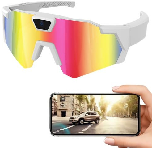 Jeeeun 2026 Baseball Glasses with Camera, 4K POV Smart Glasses for Men and Women, Sunglasses with Audio Video Recording (Colorful)