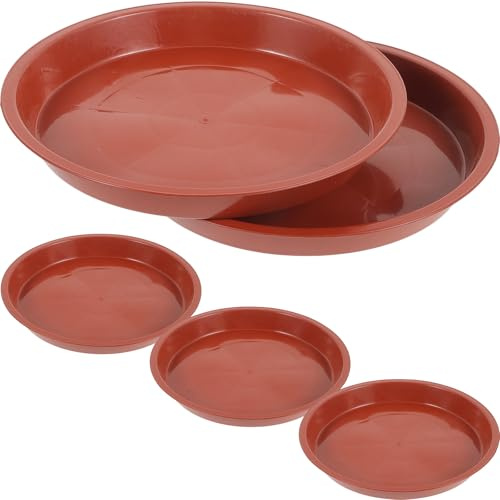 ifundom Sottovasi Rotondi in Plastica 5 Pezzi per Vasi da Interno ed Esterno, Resistenti e Raccolgono L'acqua in Eccesso per Giardinaggio Facile