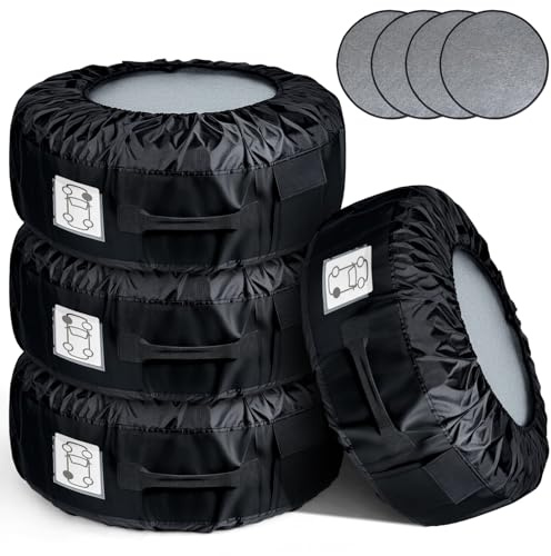 Fxlpower Reifentaschen 4er Set, 18-22 Zoll Radschutzhülle für SUV PKW | Inkl. 4 Filzpads, 600D Oxford, Bis 35kg Belastbar, Integrierte Zubehörtasche