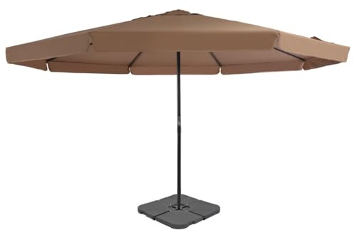 Sonnenschirm mit Tragbarem Schirmständer Taupe 5m Durchmesser, UV-beständig, Aluminiumrahmen Kurbel, Sonnenschutz für Außenterrasse Garten Balkon, Schattentuch für draußen