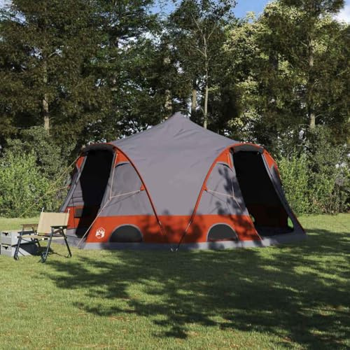 Owoxanthellate Kuppelzelt Familienzelt 505x450x248 cm 185T Polyester mit PU Beschichtung Robustes Outdoor Campingzelt Grau Orange für große Gruppen und Festivals