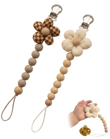 BTACGWP Lote de 2 cordones para chupetes de algodón con cierre de silicona y cordón antideslizante, aptos tanto para niños como para niñas, ideales para regalar.