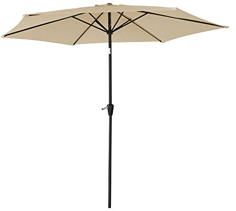 Parasol Droit HAPUNA Rond 2,70m de diamètre Beige avec manivelle. Parasol Droit inclinable.