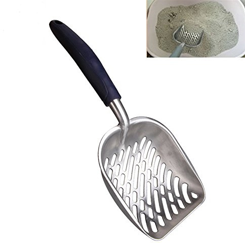 Yulakes Pelle à litière pour chat, pelle à sable, pelle à déchets pour animaux de compagnie, outil de nettoyage avec poignée en caoutchouc confortable pour chats et chiens (bleu)