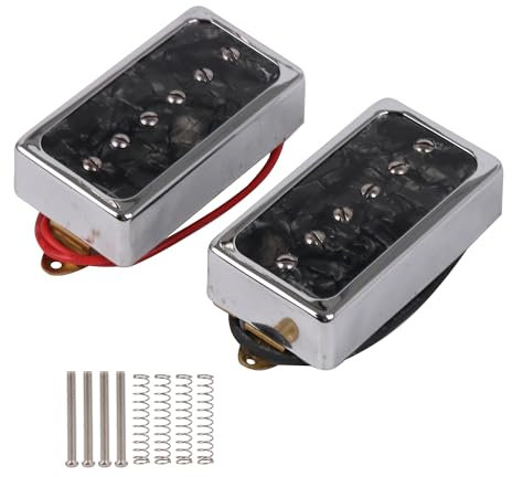 yibuy 50/52 mm P90 E-Gitarre Single-Coil Steg & Hals Tonabnehmer Set von 2 Black Pearl