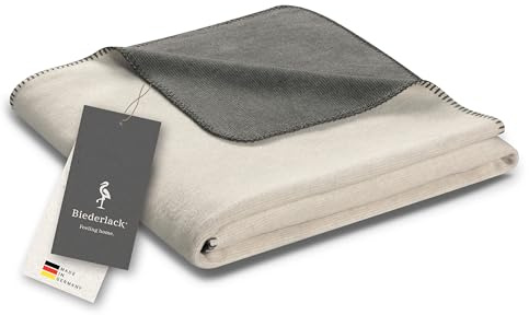 biederlack® Wohndecke Double Optic Hellgrau-Grau, Sofa-Decke in 150x200 cm | Made in Germany, weiche Kuscheldecke aus Baumwolle und Polyacryl, helle Couch-Decke in Melange-Optik, OEKO-TEX Made in Green
