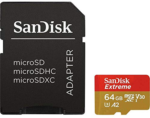 SanDisk Extreme 64 GB microSDXC Memory Card for Action Cameras and Drones with A2 App Performance up to 160 MB/s, Class 10, U3, V30