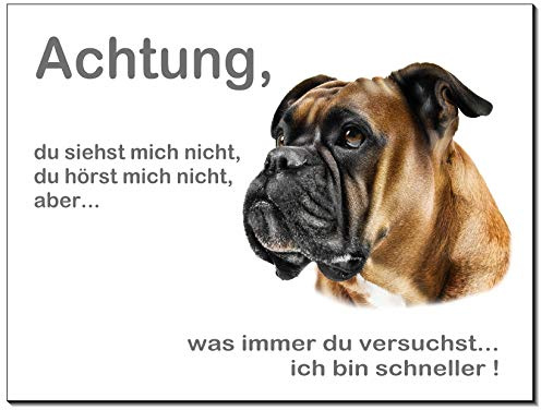 Boxer-Hundeschild-Schild-3 Größen-Aluminium Verbund-Hund-Tierschild-Warnschild-Hinweisschild (1450-49 -20 x 15 cm mit Löcher)