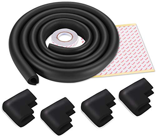 InnoBeta 2 Meter U-Förmiger Kantenschutz und 4 Eckenschutz, aus Weichem Schaumstoff für Kindersicherung, für Glastisch- und Möbel-Ecken, Stoßschutz für Baby und Kinder (Schwarz)