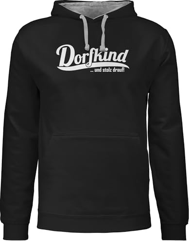 Shirtracer - Pullover Herren Frauen Hoodie Kontrast zweifarbig - Sprüche Statement mit Spruch - Dorfkind und stolz Drauf I Landleben I Dorfkinder