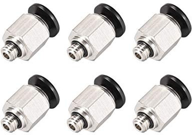 uxcell Straight Pneumatic Push To Quick Connect Fittings M6 Male x 6mm Tube OD Silver Tone 6pcs