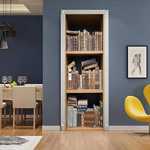 VIRANDA 3D Türtapete Selbstklebend TürPoster - Bücherregal - Türaufkleber Fototapete Abziehen und Aufkleben Türfolie Tür Tapete Poster Stickers 86 x 200 cm