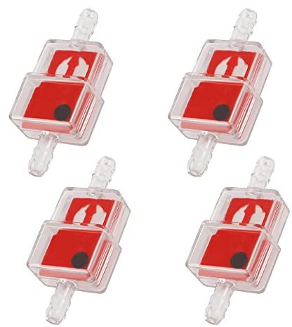 eMagTech 4x 6 MM filtre à carburant de Carré en Ligne Moto Cyclomoteur Scooter 1/4 Pouce Filtre à Carburant en Ligne Moto Filtre à Carburant Tondeuse à Gazon Rouge