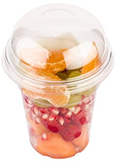 Pro DP 1000 Klarsicht Obstbecher Softeisbecher Müslibecher Salat Shaker Ø92mm 12oz 350ml inkl. Domdeckel geschlossen Premium glasklar PET recycelbar