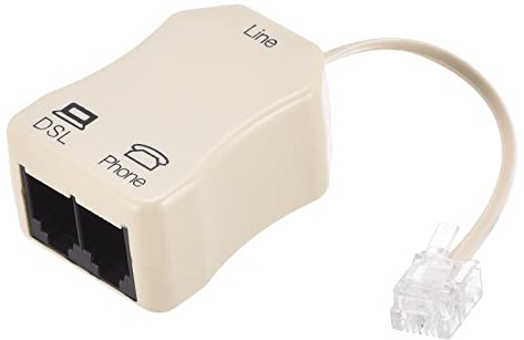 sourcing map In-Line DSL Splitter Filter, 6P2C 2 Wege Steckdose Adapter Telefonleitung Splitter für Telefon Fax Maschine Beige