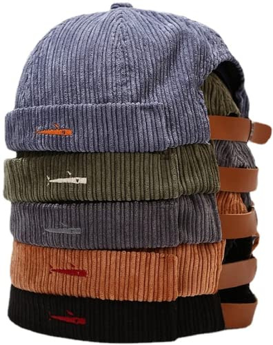 Faringoto Herren Skullies & Beanies Docker Hat Herren Trawler Fisherman Beanie Brimless Cap Rolled Cuff Retro Sailor Cap