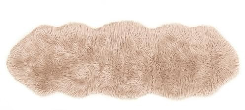 Teppich Wölkchen Fårskinnsmattor Fuskpäls Mattor Imitation - Vardagsrum Sovrum Fluffig Matta - Tvättbar Pälsmatta, Sittdyna, Dekorativ Päls Till Stol, Soffa, Säng - Beige - 55x160 cm