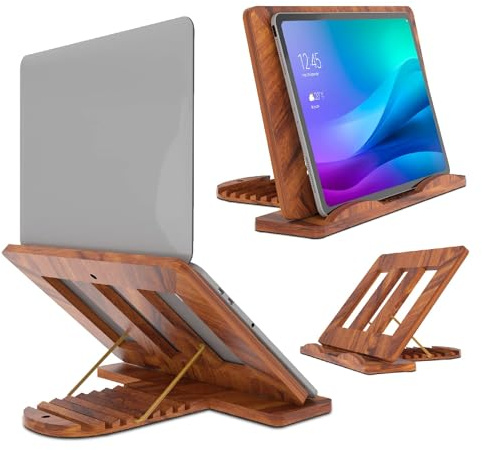 DnU Avenue vertikal laptopstativ hållare för MackBook Dell HP I Dual Dock Slots | Plastfri| (indisk rosenträ)