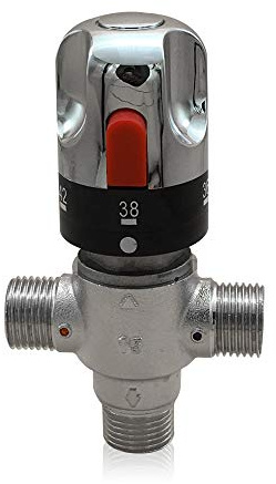 Mitigeur d'eau sanitaire 3 voies G1/2'' - 10 bar - Thermostat anti-brûlure - 20-55 °C - Contrôle du thermostat pour système de douche - Contrôle de la température de l'eau