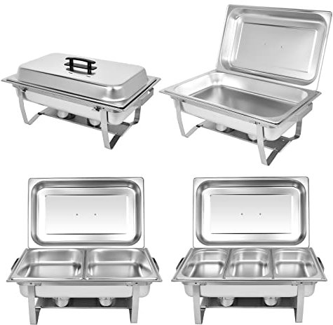 ORNKAT Chafing Dish Buffet Set[4 Pack] 8QT Stainless Steel Buffet Chafers,Catering Food Warmers Set With 7 Trays