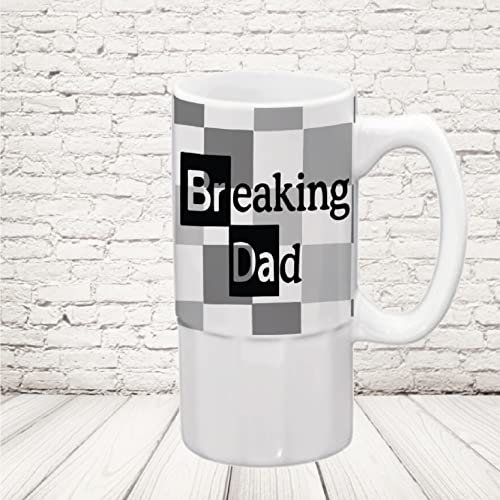 Generico Boccale birra bicchiere 600 ml vetro satinato o ceramica ” BREAKING DAD “ personalizzato idea regalo festa del papà